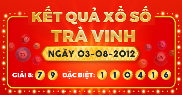 Kết quả xổ số Trà Vinh ngày 3/8/2012