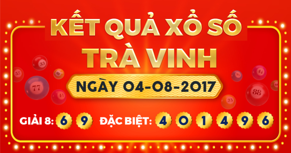 Kết quả xổ số Trà Vinh ngày 4/8/2017