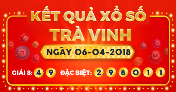 Kết quả xổ số Trà Vinh ngày 6/4/2018